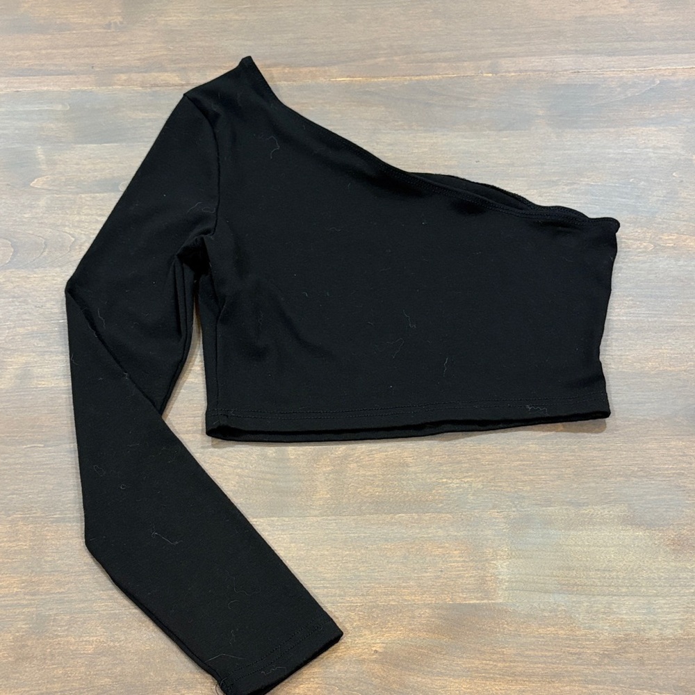 Black One-Shoulder Women's Top